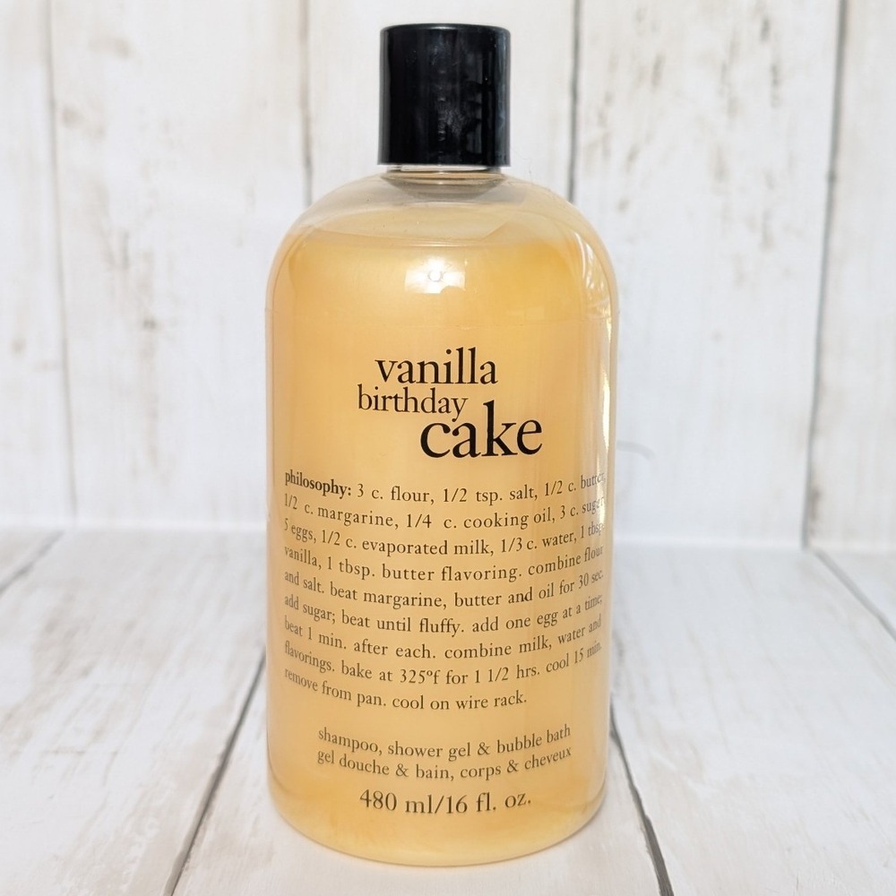 Philosophy Vanilla Birthday Cake Shampoo Shower Gel Bubble Bath 16oz New Sealed